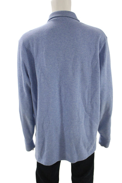 Polo Ralph Lauren Men Pullover Sweater Light Blue Mock Neck Zip Cotton Size XL