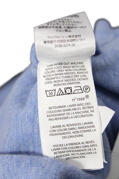 Polo Ralph Lauren Men Pullover Sweater Light Blue Mock Neck Zip Cotton Size XL