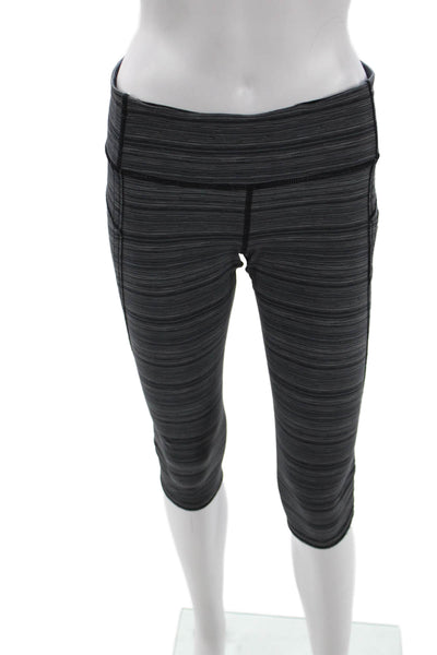 Lululemon Womens Dark Gray Striped Capri Leggings Zip Size 8