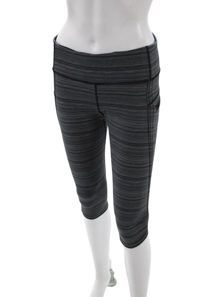 Lululemon Womens Dark Gray Striped Capri Leggings Zip Size 8