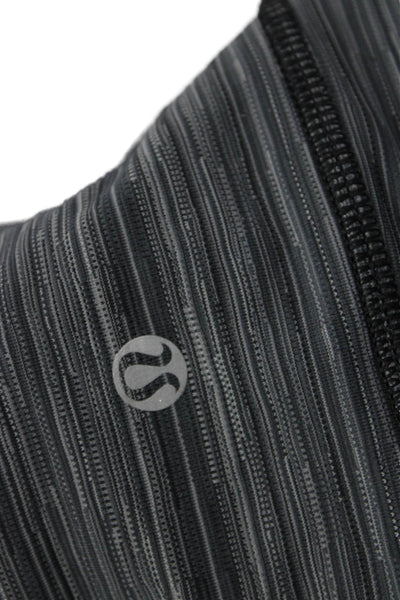 Lululemon Womens Dark Gray Striped Capri Leggings Zip Size 8