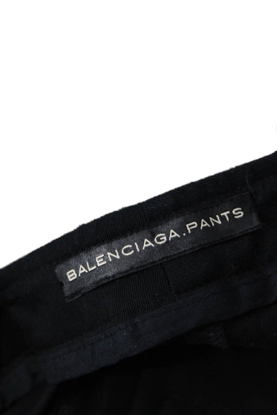 Balenciaga Womens Black Dress Pants Button Cotton Stretch Size 40