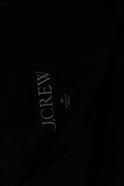 J Crew Women Shirt Dress Black Cotton Button High Neck Short Sleeve Mini Size M