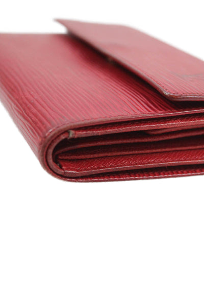 Louis Vuitton Womens Epi Leather Gold Tone Sarah Wallet Red