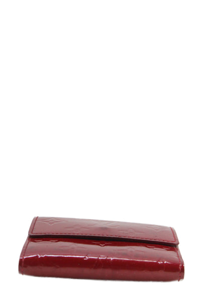 Louis Vuitton Womens Patent Vernis Leather Compact Elise Bifold Wallet Red