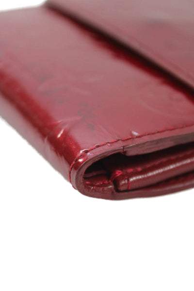 Louis Vuitton Womens Patent Vernis Leather Compact Elise Bifold Wallet Red
