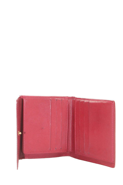 Louis Vuitton Womens Patent Vernis Leather Compact Elise Bifold Wallet Red