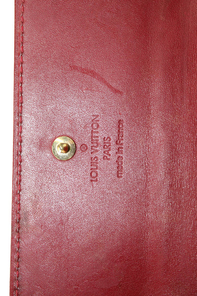Louis Vuitton Womens Patent Vernis Leather Compact Elise Bifold Wallet Red
