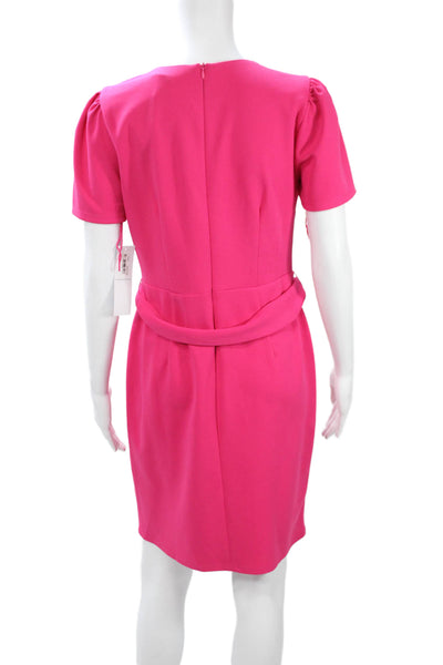 London Times Womens Pink Wrap Dress Short Sleeve V Neck Mini Size 4