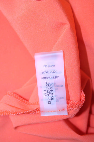 Calvin Klein Womens Fit & Flare Dress Orange Short Sleeve Tie Round Neck Size 4