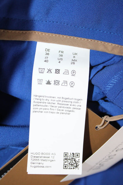 BOSS Women Paperbag Cropped Dress Pants Blue Buckle Triacetate Blend Size 4