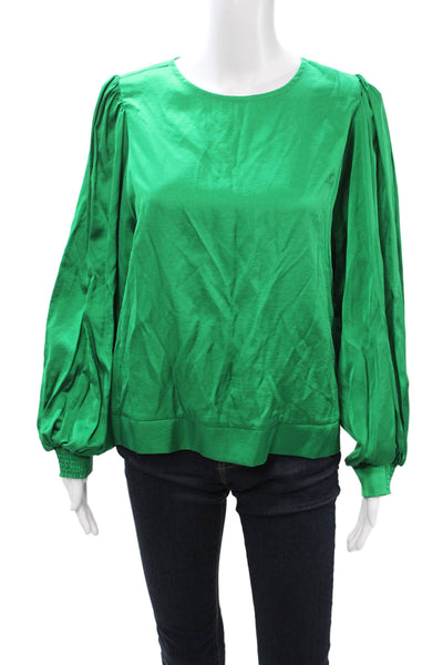 Bariloche Womens Green Viscose Blend Long Sleeve Round Neck Blouse Size 40