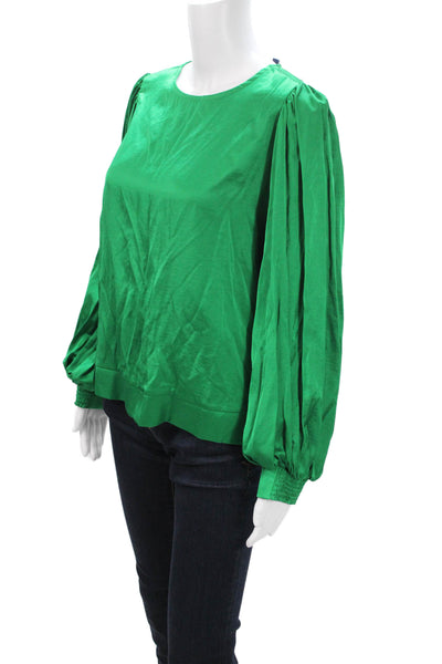 Bariloche Womens Green Viscose Blend Long Sleeve Round Neck Blouse Size 40