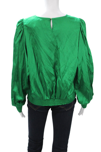 Bariloche Womens Green Viscose Blend Long Sleeve Round Neck Blouse Size 40