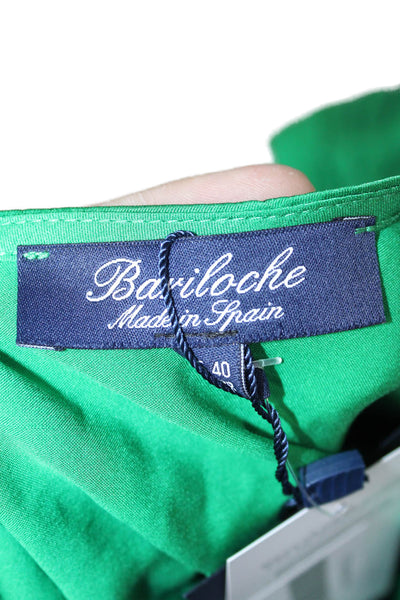 Bariloche Womens Green Viscose Blend Long Sleeve Round Neck Blouse Size 40