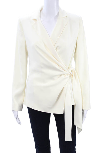 Marella Unisex Beige Collared Tie Blazer Long Sleeve Polyester Designer Size 4