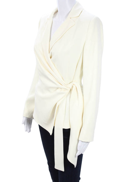 Marella Unisex Beige Collared Tie Blazer Long Sleeve Polyester Designer Size 4