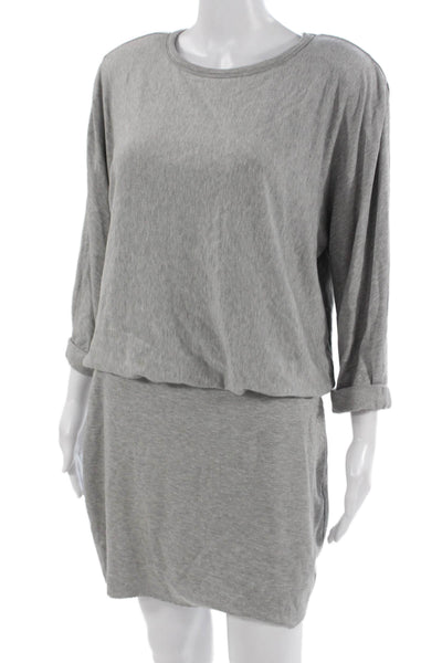 Bailey 44 Womens Gray Shift T Shirt Dress 3/4 Sleeve Crew Neck Modal Size M