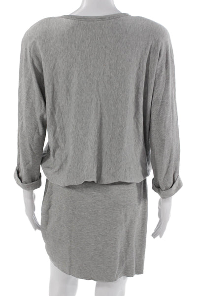 Bailey 44 Womens Gray Shift T Shirt Dress 3/4 Sleeve Crew Neck Modal Size M