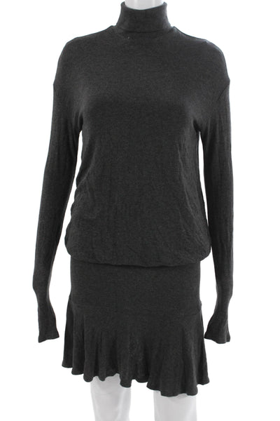 Bailey 44 Womens Sweater Dress Dark Gray Mock Neck Long Sleeve Zip Size S