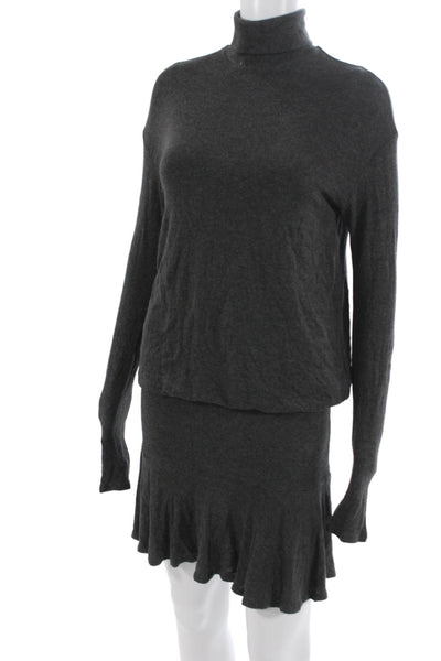 Bailey 44 Womens Sweater Dress Dark Gray Mock Neck Long Sleeve Zip Size S