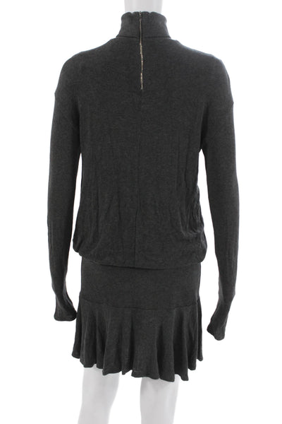 Bailey 44 Womens Sweater Dress Dark Gray Mock Neck Long Sleeve Zip Size S