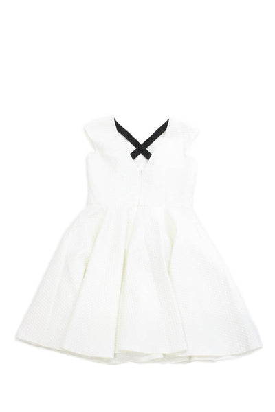 David Charles Girls Sleeveless Cross Strap Back Shift Dress White Black Size 14