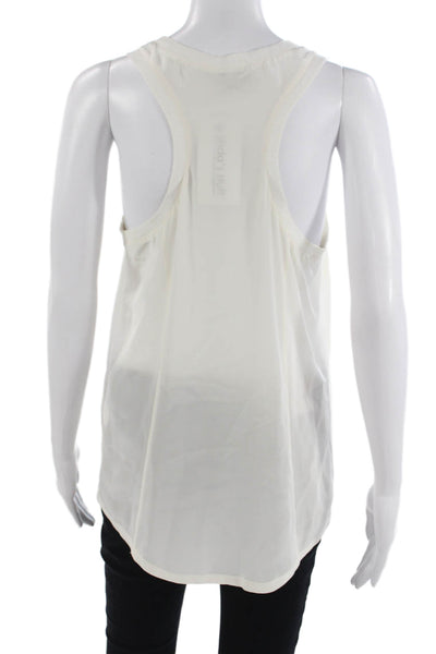 Joie Women Silk Sleeveless Tank Round Neck White Basic Size M