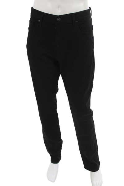 Paige Mens Straight Jeans Black Rayon Cotton Blend Button Fly Size 36