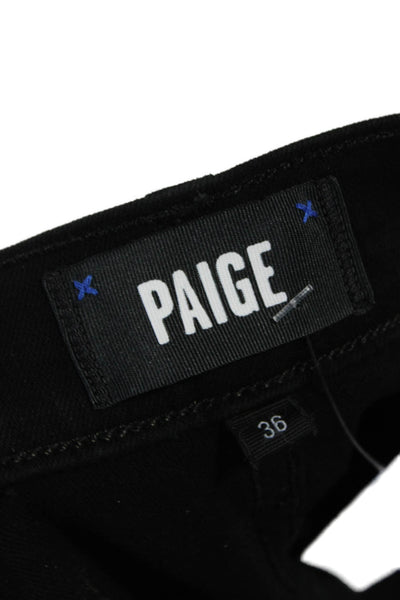 Paige Mens Straight Jeans Black Rayon Cotton Blend Button Fly Size 36