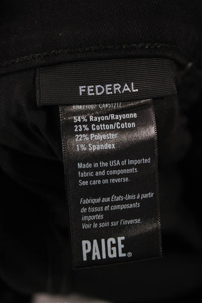 Paige Mens Straight Jeans Black Rayon Cotton Blend Button Fly Size 36