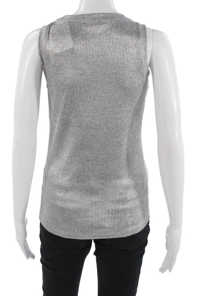 Libero Milano Women Basic Gray Tank Round Neck Cotton Blend Size S