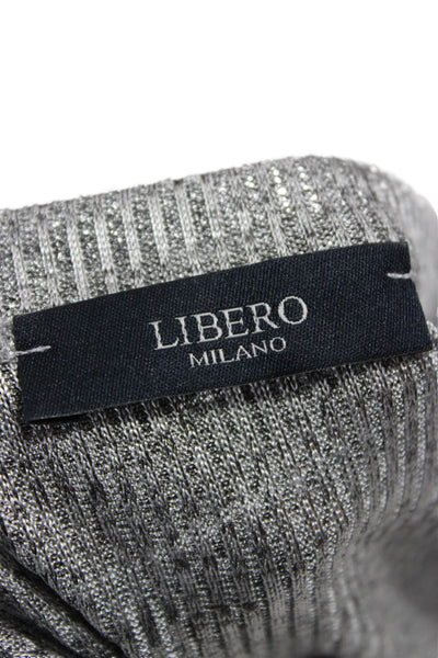 Libero Milano Women Basic Gray Tank Round Neck Cotton Blend Size S