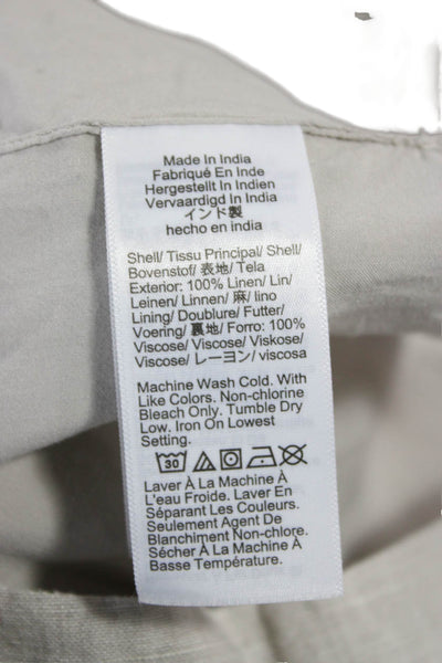 J Crew Women Cropped Linen Button-Up Tank Beige Square Neck Sleeveless Size 4