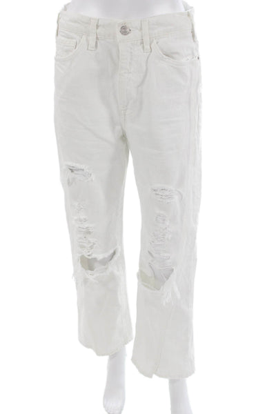Frame Womens Boyfriend Cropped High Rise White Jeans Size 27