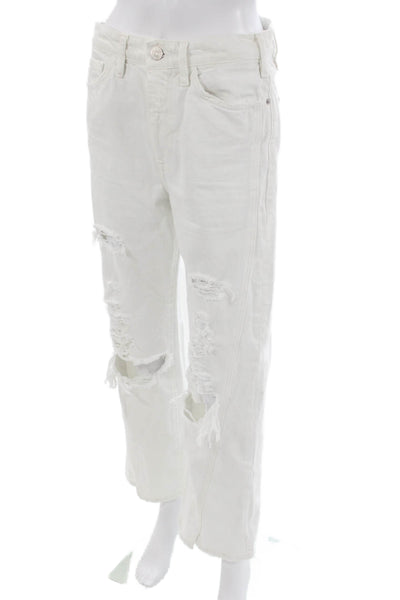 Frame Womens Boyfriend Cropped High Rise White Jeans Size 27
