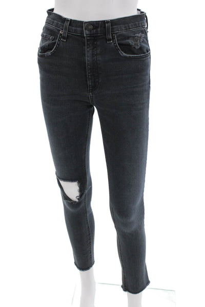 Rag & Bone Jean Women Cropped Skinny Jeans Dark Gray High Rise Size 27