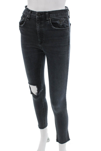 Rag & Bone Jean Women Cropped Skinny Jeans Dark Gray High Rise Size 27