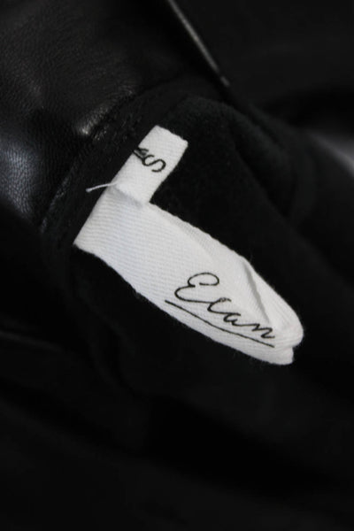 Elan Women Cropped Paperbag Black Pants Buckle 55% Polyester 45% PU Size S