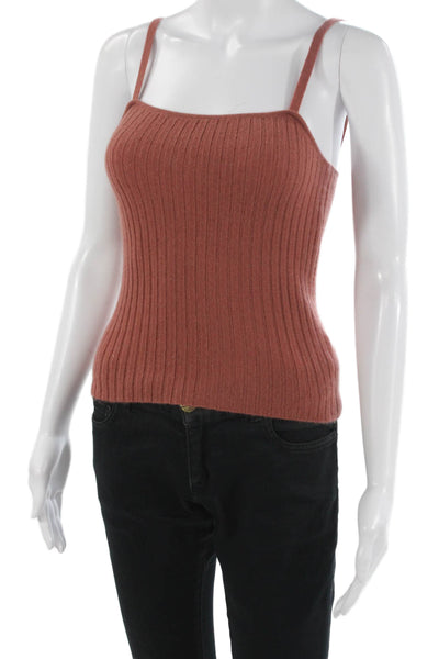 The Cashmere Project Womens Brown Striped Cashmere Square Neck Camisole Size XS