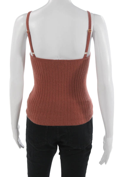 The Cashmere Project Womens Brown Striped Cashmere Square Neck Camisole Size XS