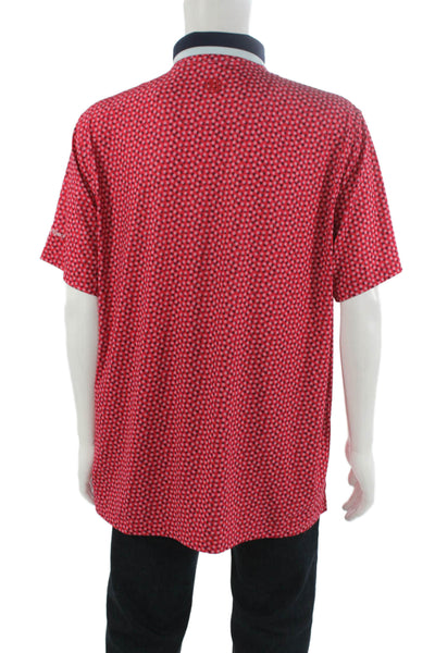 G/Fore Mens Short Sleeve Collared Logo Knit Polo Shirt Red Navy Size XL
