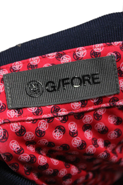 G/Fore Mens Short Sleeve Collared Logo Knit Polo Shirt Red Navy Size XL