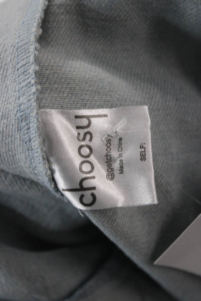 Choosy Womens Light Blue Cotton Collared Button Long Sleeve Jacket 80s Size L