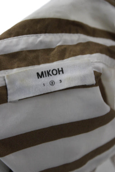 Mikoh Women Striped Collared Button-Up Long Sleeve Cotton Top Size 2