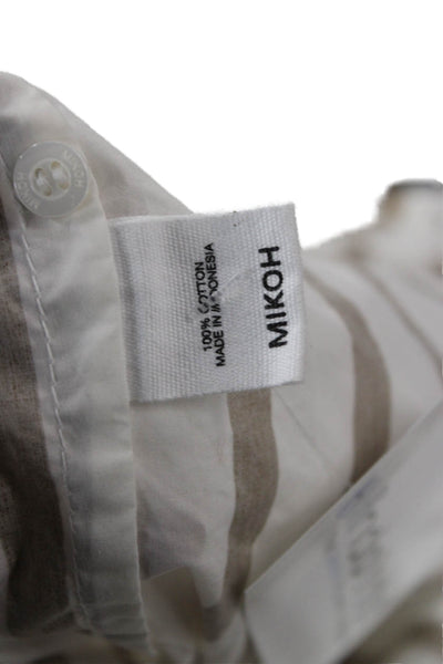 Mikoh Women Striped Collared Button-Up Long Sleeve Cotton Top Size 2