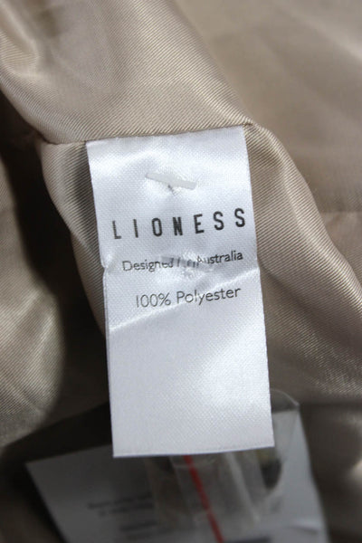 Lioness Women Plaid Collared Button Blazer Beige Long Sleeve Size M