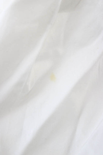 AMUR Womens Cropped Blouse White Long Sleeve Organic Cotton Size L