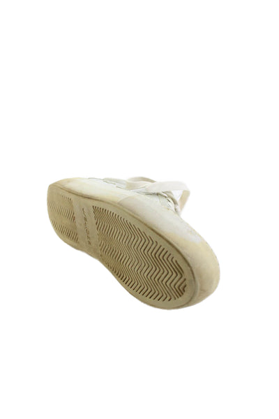 J Slides Womens Leather Stars Print Sneakers White Size 7 Medium