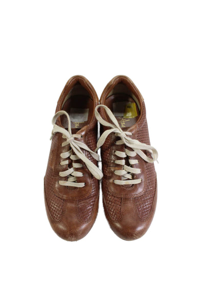 Cole Haan Womens Leather Woven Lace Up Sneakers Brown Size 7 Narrow